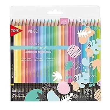 Imagem de Lápis De Cor Tris 24 Cores Tons Pastel Vibes + 01 Lápis 6b