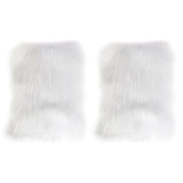 Imagem de Polainas felpudas falsas 1 par de polainas felpudas de 29 cm para mulheres de inverno quente para botas de pele, polainas brancas