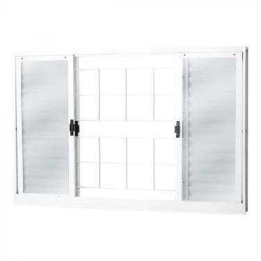 Imagem de Janela Veneziana Aço 6 Folhas com Grade Quadriculada Mgm Minas Sul 120cmx150cm Vidro Mini Boreal Branco