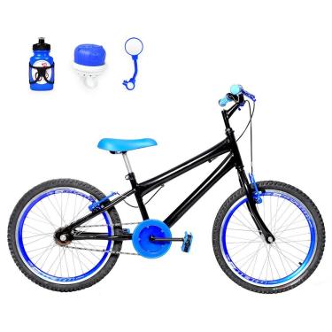 Imagem de Bicicleta Infantil Aro 20 Aero + Kit Passeio Preta E Azul