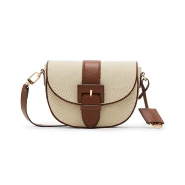 Imagem de Anne Klein Bolsa transversal de lona com fivela coberta, avelã, Avelã, Small