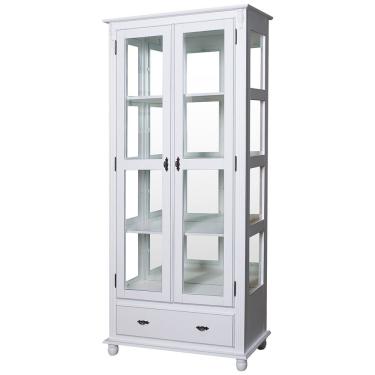 Imagem de Cristaleira Lateral Com Espelhos 2 Portas Vidro, 1 Gaveta e 3 Prateleiras 303e Branca