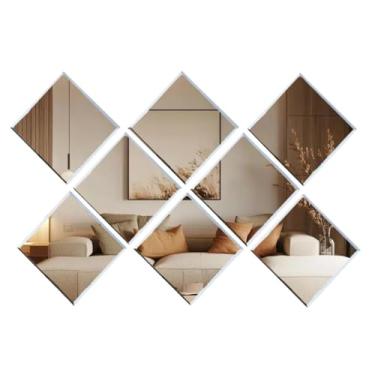 Imagem de Genérico, Kit 8 Espelho Bisote Sala Banheiro 20x20 Lapidado Quadrado