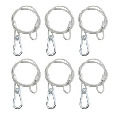 Imagem de Oedema 6 correntes de segurança, cabos de segurança para palco, cabos de segurança com trava de 70 cm, fio de segurança de liga de 80 cm para iluminação de palco de luz de DJ, carga de 59,9 kg, prata