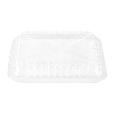 Imagem de Restaurantware - APENAS TAMPAS: Folhas Lux 5,8 x 4,5 x 0,8 polegadas Capas de plástico para recipientes de alumínio de 5 kg, 100 tampas transparentes descartáveis - recipientes vendidos separadamente