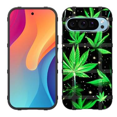 Imagem de GFEWYTJYJ Capa para Google Pixel 10/Pixel 10 Pro de 6,3 polegadas 2025, capa protetora de borracha macia TPU flexível com absorção de choque, folhas de maconha