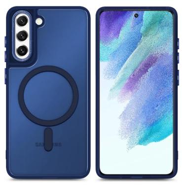 Imagem de YZB Capa magnética para Samsung Galaxy S21-FE-5G, azul | Compatível com MagSafe | Traseira fosca translúcida resistente a arranhões | Proteção à prova de choque de nível militar - Capa fina para