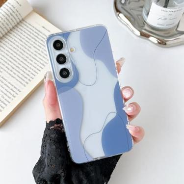 Imagem de DEFBSC Capa para Samsung Galaxy S24 FE, TPU Fina com Proteção Híbrida e Suporte para Carregamento Sem Fio, Azul com Mistura de Linhas