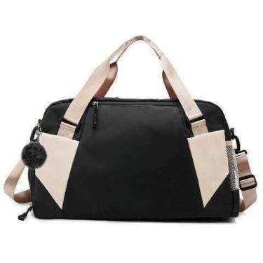 Imagem de Bolsa Mala De Viagem Com Pompom Grande Academia Multifuncional De Grande Capacidade(Preto - 008#)