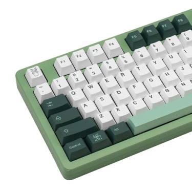 Imagem de JOLINTAL Teclas Matcha Green PBT, teclado japonês botânico personalizado, teclas de perfil Dye-sub Cherry para teclados mecânicos para jogos 61/68/84/87/98/100 Cherry Gateron MX