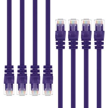 Imagem de GearIT Pacote com 8, cabo de rede Ethernet Cat5e de 6 metros - Cabo de rede LAN de computador RJ45 Snagless, roxo - compatível com 8 portas Switch POE 8 portas Gigabit