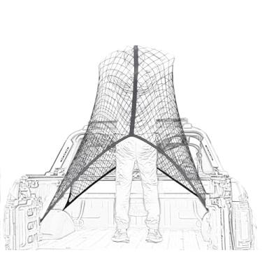 Imagem de Rede de carga altamente elástica, organizador de malha simples para caçamba de caminhão, adequada para cargas leves diárias de caminhões, 1,20x1,20 m estica até 2,13x2,13 m (camada única)