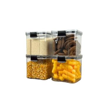 Imagem de Monte Seu Kit Pote Hermético Para Mantimentos De Cozinha Dispensa Armário Plástico(4 Potes - 800ml)