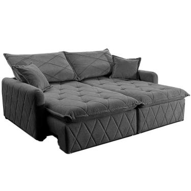 Imagem de Sofá 3 Lugares Cama Inbox Sublime Com Assento Retrátil Cinza Escuro