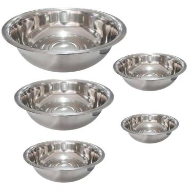 Imagem de Tigela Inox Bowl Cumbuca Bacia Kit 5  uni Casa Restaurante Lanchonete Mesa Posta Preparo Receita Resistente Duravel