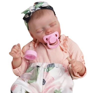 Imagem de Bebê Reborn Menina Dormindo Olhos Fechados Artesanal Realista