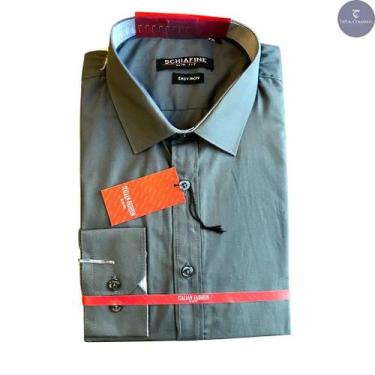 Imagem de Camisa Masculina Social Cinza Slim Fit Manga Longa - Conforto e Estilo