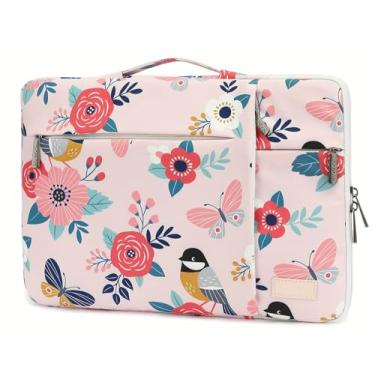 Imagem de SANFAN Pasta para laptop, bolsa carteiro de ombro multifuncional SANFAN repelente de água, pássaro e borboleta, 35.6 cm-36.6 cm