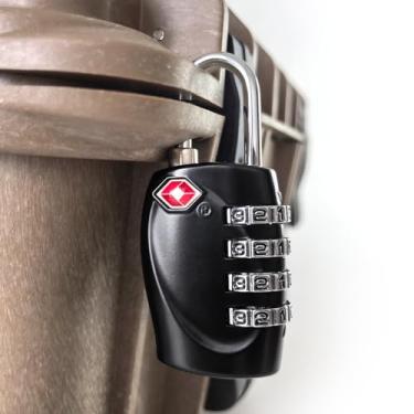 Imagem de Pacote com 1 cadeado aprovado pela TSA para estojos de pistola, cadeados de 4 dígitos para estojos rígidos pequenos, estojos de transporte, combinação TSA para armários de academia, bagagem, armários