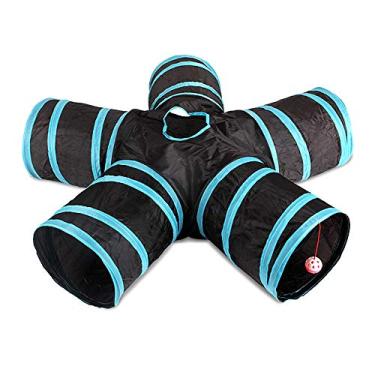 Imagem de Túnel de Brincadeira Indoor 5 Vias para Pets Colapsível Gatos Brinquedo com Buraco Visão e Papel Crackle Filhotes Cães Coelhos