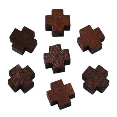 Imagem de KISSITTY 500 peças de pingentes de cruz de madeira pequenos pingentes de cruz de oração sela cor marrom contas de madeira natural pendurados 10 mm para bricolage ovos de Páscoa, chaveiros, joias