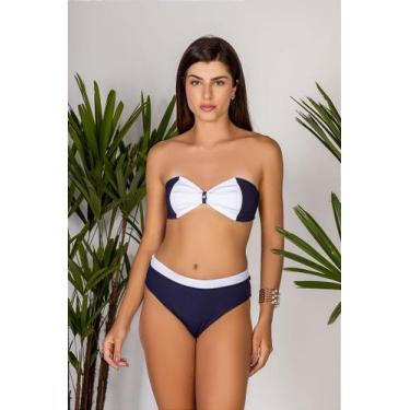 Imagem de Biquíni Azul Marinho e Branco Malu - Confortável e Estiloso, M