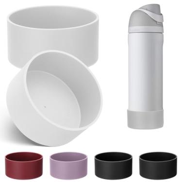 Imagem de Mity rain 2 peças de bota de silicone para garrafa de água Owala 680 g 947 ml, capa protetora antiderrapante para acessórios de garrafas de água de aço inoxidável FreeSip (branco, 680 g)