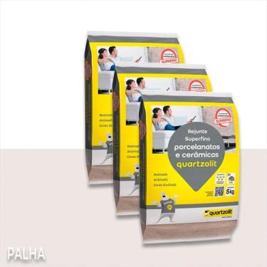 Imagem de kit c/ 3 Rejunte Porcelanato E Cerâmicas Antimofo Quartzolit 5kg Cores