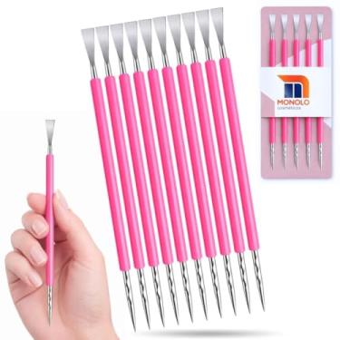 Imagem de Kit 10 Espátula Cutícula Manicure Mista Cutelaria Rosa Silicone Empurrador Palito Unha Aço Inox Marca MONOLO MULTISHOP (Rosa)
