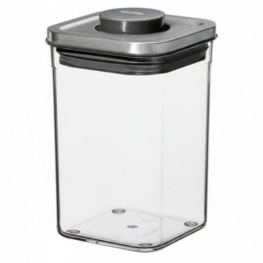 Imagem de Pote Hermético Organizador Quadrado OXO Steel Pop 1L Tampa de Aço Inox