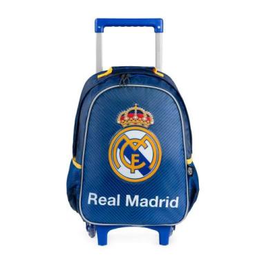Imagem de Mochila de Rodinha Escolar Masculina Juvenil Real Madrid Azul - Bagagg