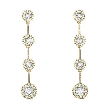 Imagem de BUEMMR Brincos de pérolas longas de ouro barroco para mulheres, banhados a ouro 18 K, hipoalergênicos, elegantes, brincos de borla de pérola, brincos de casamento para noivas, presentes de joias,