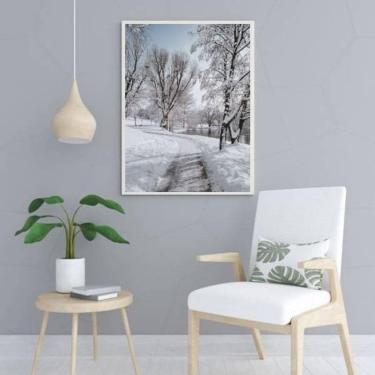 Imagem de Quadro Fotografia Paisagem Com Neve 45X34Cm Com Vidro Branca