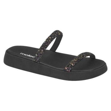 Imagem de Papete Sandalia Feminina Branca Preta Colorida Gliter Conforto Moleca 