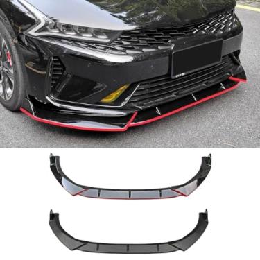 Imagem de Spoiler do para-choque dianteiro do carro peça de modificação do difusor de lábios compatível com K5 2020-2025 capa protetora de para-choque acessórios para carro (preto vermelho)