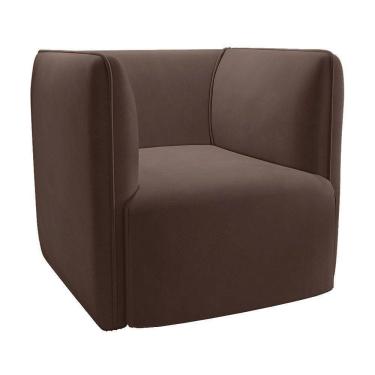 Imagem de Poltrona Laguna Veludo Marrom Pés Plástico Preto - D`rossi