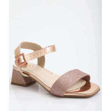 Imagem de Sandália Infantil Metalizada Glitter Molekinha Rosê-00096, Rosê, 32