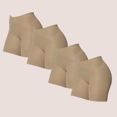 Imagem de 4 Shorts Modelador Diminui Barriga Sem Costuras Laterais - Selene, Beg