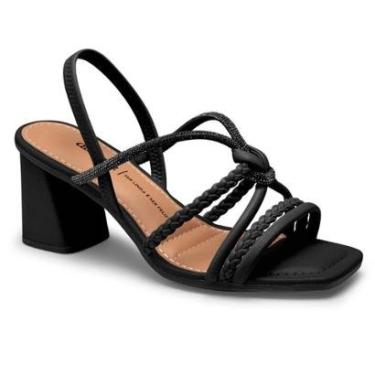 Imagem de Sandália Dakota Salto Bloco Grosso Y9761 Festa Strass Preto-Feminino