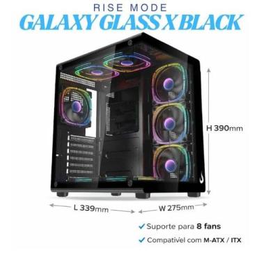 Imagem de Gabinete Gamer Rise Mode Galaxy Glass X Mid Tower Vidro Temperado USB 