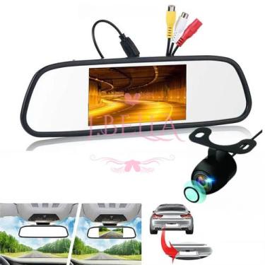Imagem de Espelho Retrovisor com Camera de Ré 4.3 Polegadas Tela LCD Fácil de In