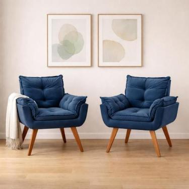 Imagem de Kit 2 Poltronas em Veludo Base Palito Quadrada Opalla Prime - House De