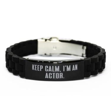 Imagem de SpreadPassion Bracelete com fecho de glidelock preto para presente de sarcasmo, Keep Calm, I'm an Actor, ator