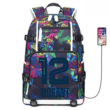 Imagem de Mochila multifuncional jogador de basquete Star Morant para viagem, estudante, laptop, fãs, livros, para homens e mulheres, Roxo - Padrão 2, tamanho �nico