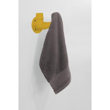 Imagem de Cabideiro de Parede Porta Toalhas Suporte Gancho para Banheiro Estilo Industrial Amarelo Laca