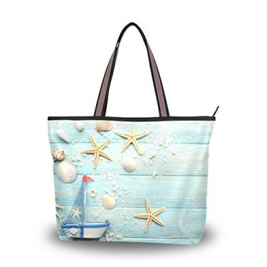 Imagem de Bolsa feminina My Daily Fashion, bolsa de ombro náutica com estrela do mar grande, Multicoloured, Medium