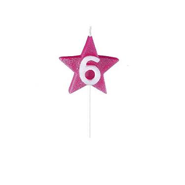 Imagem de Vela de Aniversário Star Rosa - Número 6