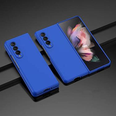 Imagem de Capa de celular dobrável rígida para PC para Samsung Galaxy Z Fold 4 5 Fold4 5G Fold5 Fold3 Fold2 Fold 3 2 capas antiderrapantes, azul escuro, para Samsung Z Fold 4