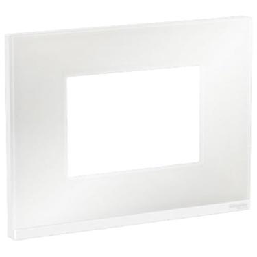 Imagem de Placa+Suporte 4X2 3 Postos Class Br/White Glass Horizontal S73410380H9, Schneider Electric