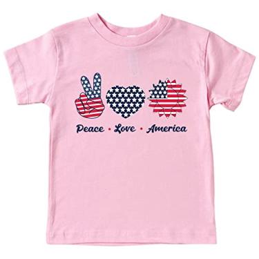 Imagem de Camisa térmica meninos e meninas Dia da Independência paz amor América impressão manga curta camiseta 3 a 14 menino Hi, AB, 13-14 Anos